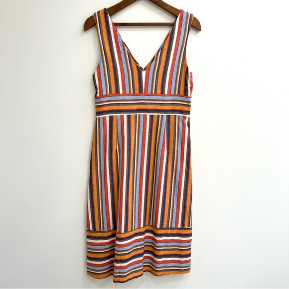 Gilli button front sleeveless striped linen blend midi dress size medium - Picture 2 of 8